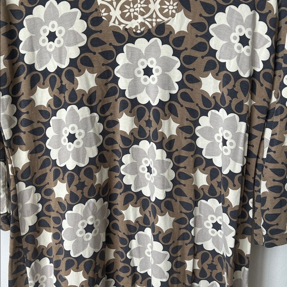 Boden Pretty Boho Tan/Navy Floral 3/4 Sleeve Patterned Midi Dress **Size 10** 🌸🌸 - Picture 4 of 7